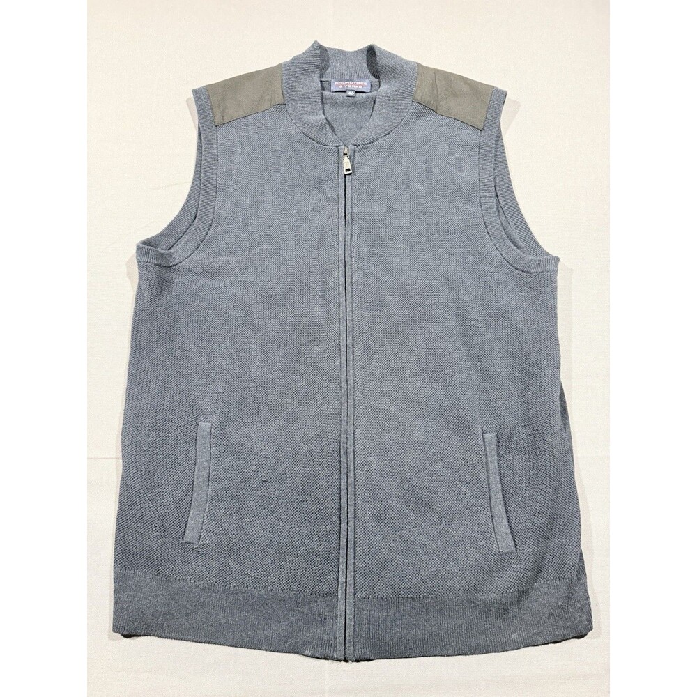 Roundtree and Yorke XLT Leather Shoulder Zip Vest with Pockets Dark Gray